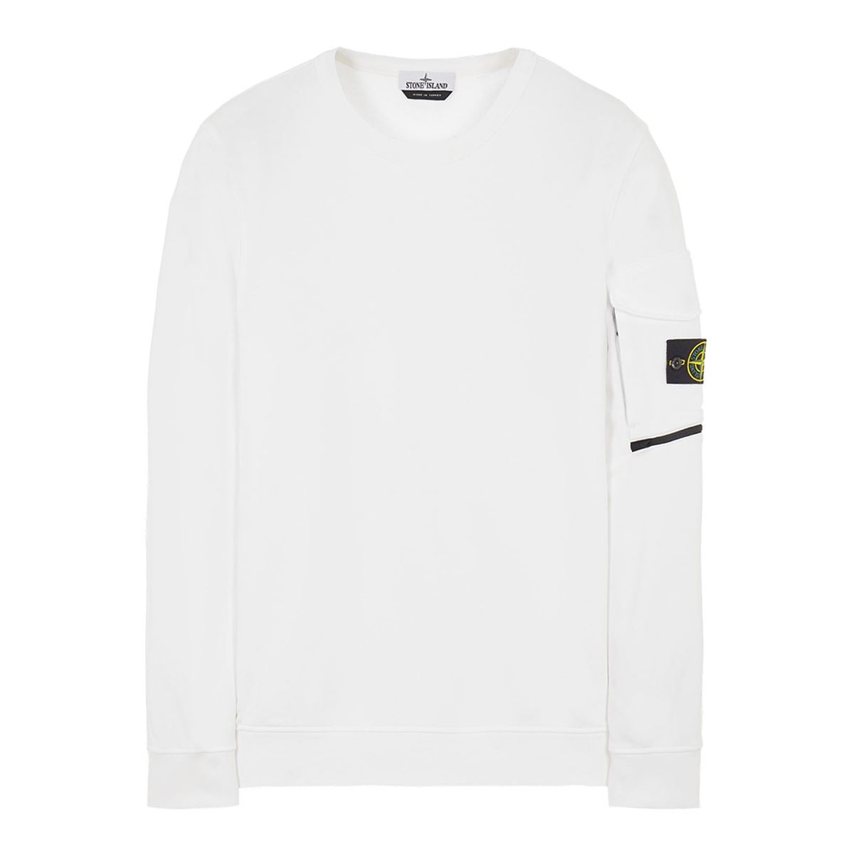 STONE ISLAND COTTON FLEECE SWEATER IN WHITE