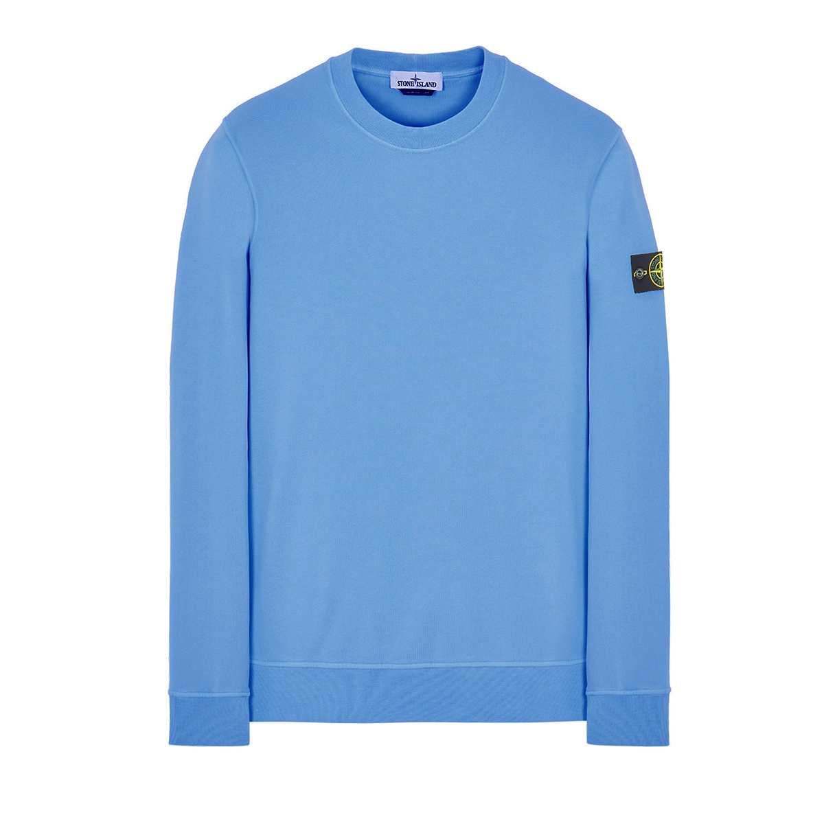 STONE ISLAND COTTON FLEECE CREW NECK SWEATSHIRT IN SUGAR GREY