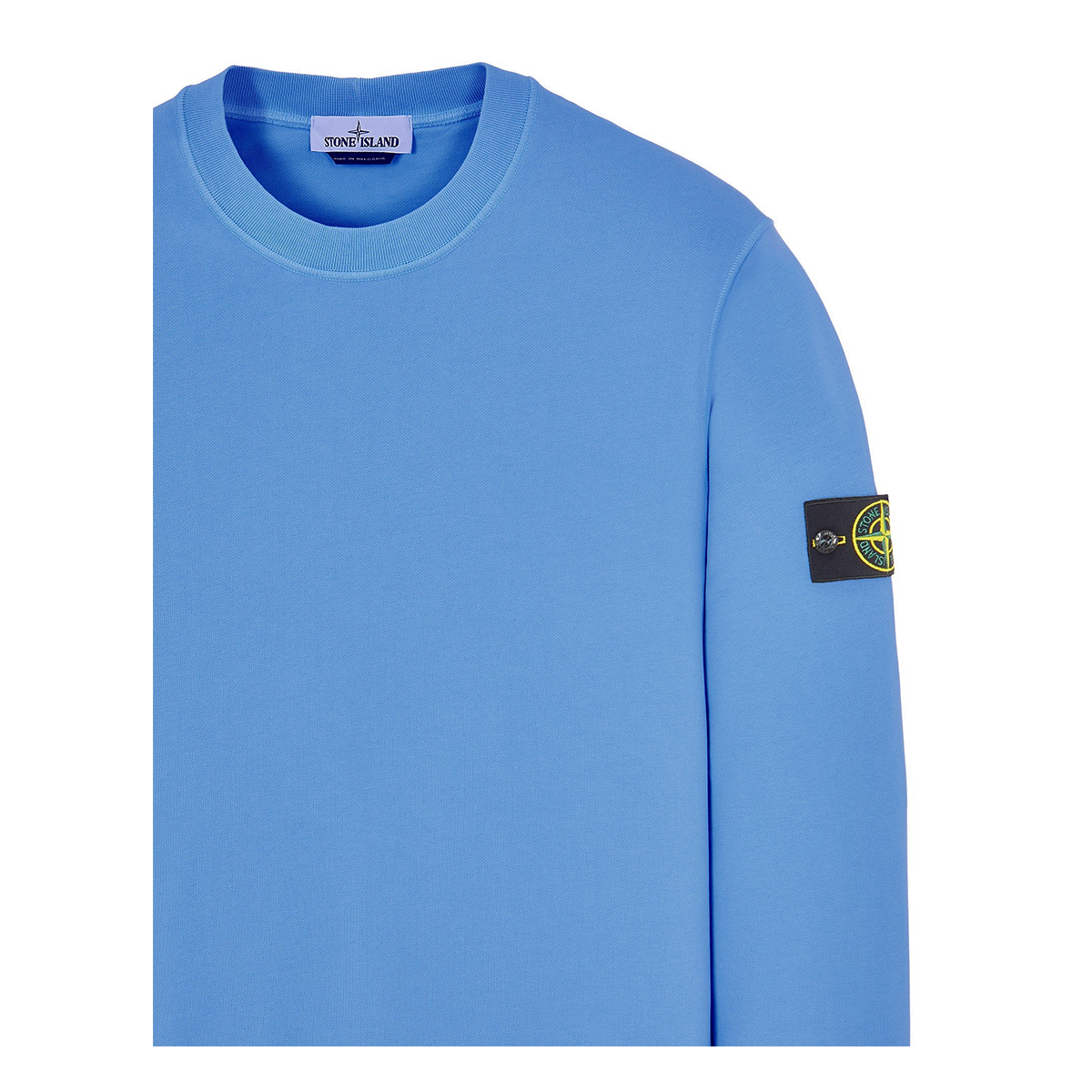 STONE ISLAND COTTON FLEECE CREW NECK SWEATSHIRT IN SUGAR GREY