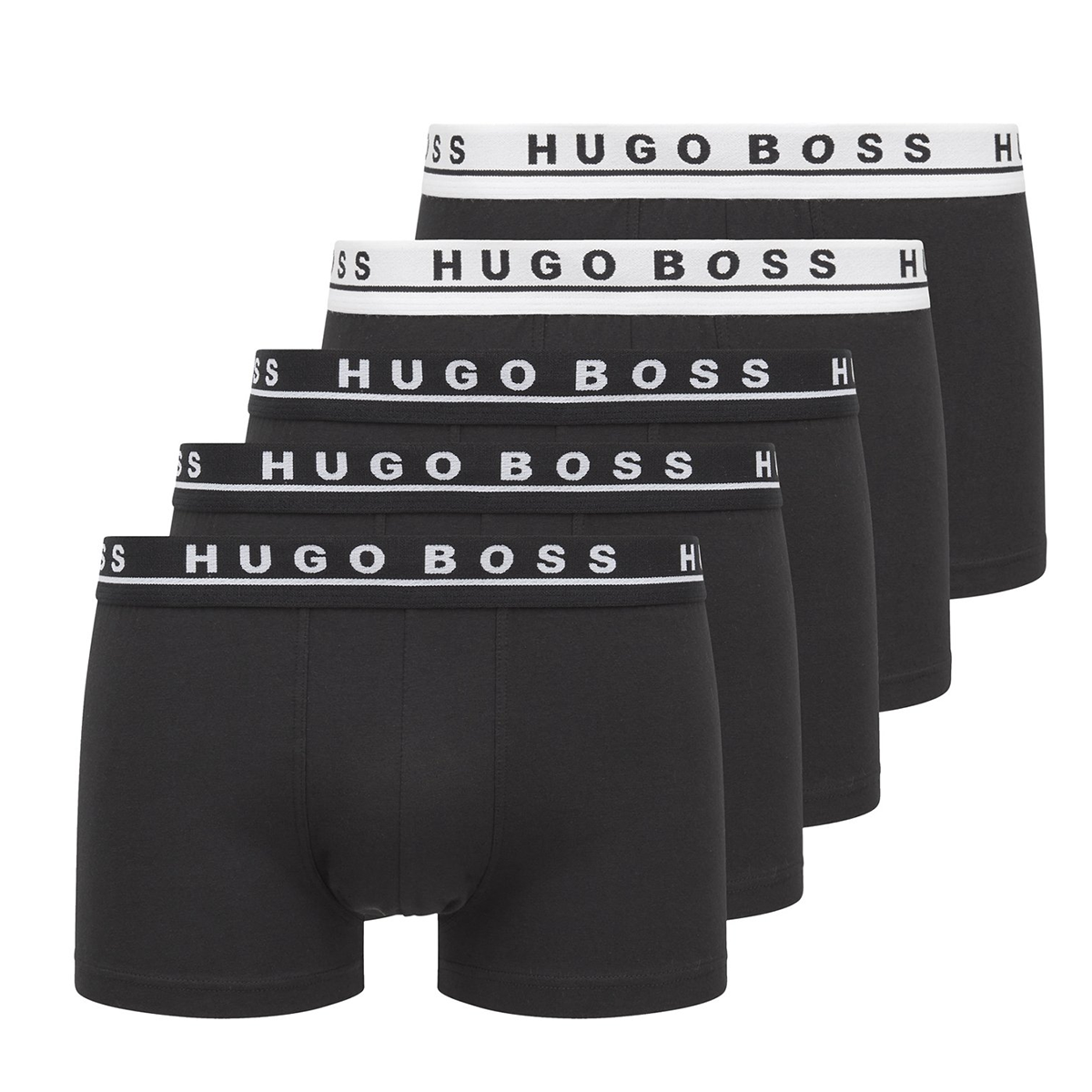 BOSS 5 PACK COTTON BOXER SHORTS IN BLACK