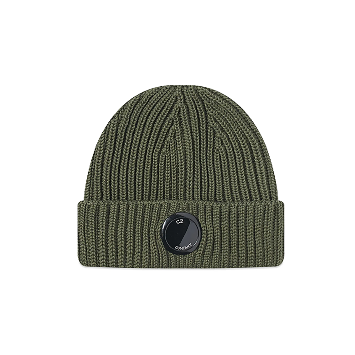 C.P. COMPANY LENS BEANIE IN GREEN