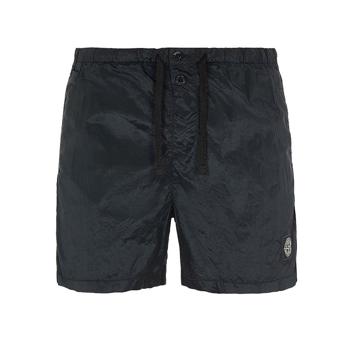 STONE ISLAND NYLON GARMENT DYED SWIM SHORTS IN BLACK