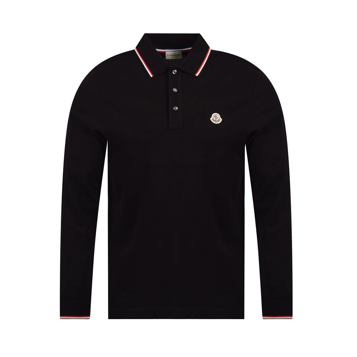 MONCLER MAGLIA LONG SLEEVE POLO IN BLACK