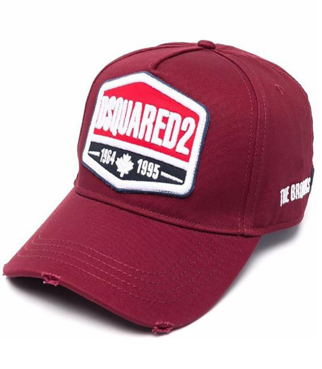 DSQUARED2 MEN'S PATCH LOGO CAP BURGUNDY