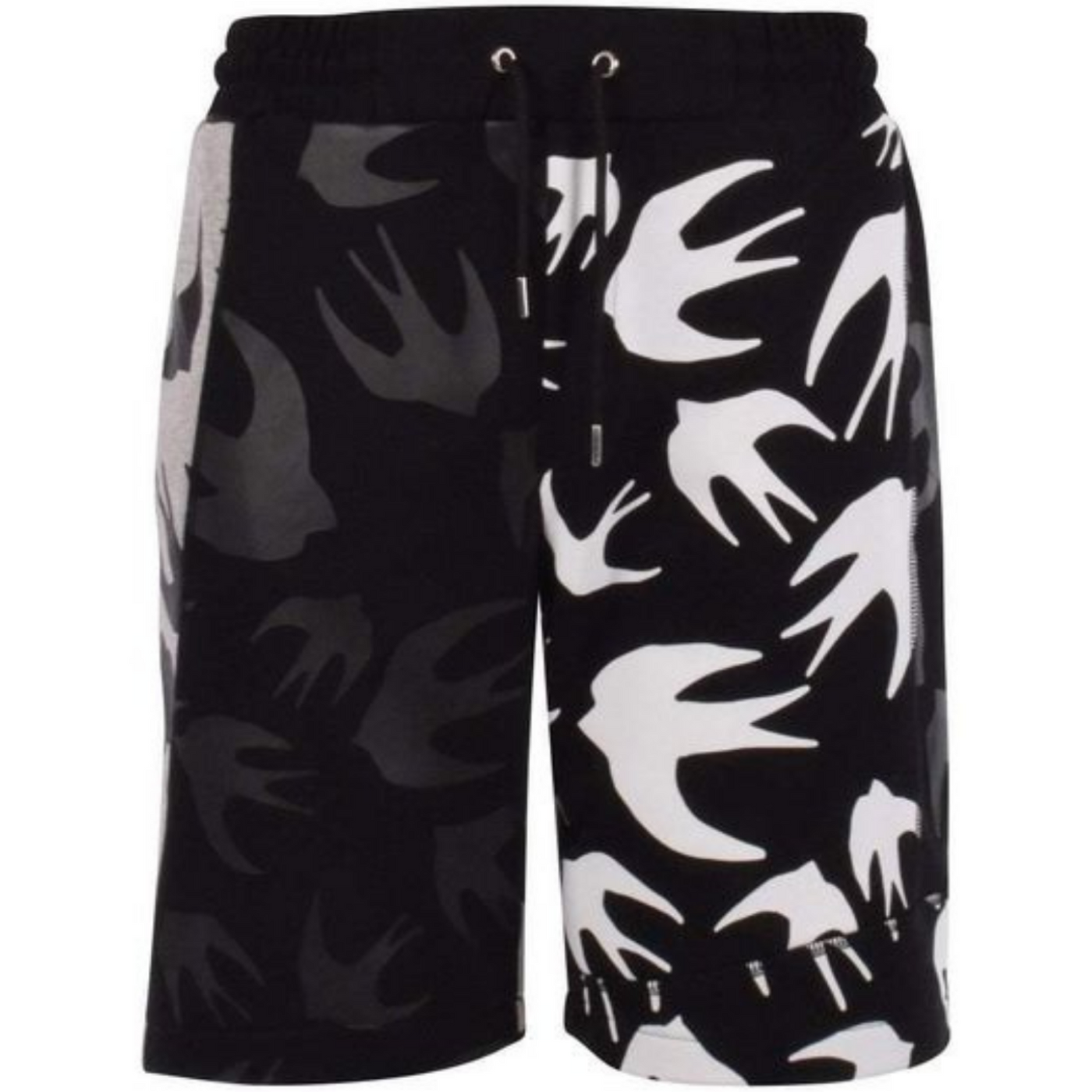 ALEXANDER MCQUEEN MENS SWALLOW BLACK & GREY JOGGER SHORTS