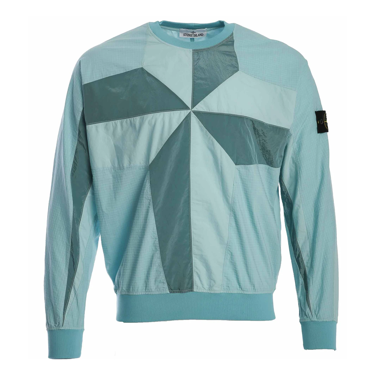 STONE ISLAND NYLON 'STAR INLAY' SWEATER IN AQUA