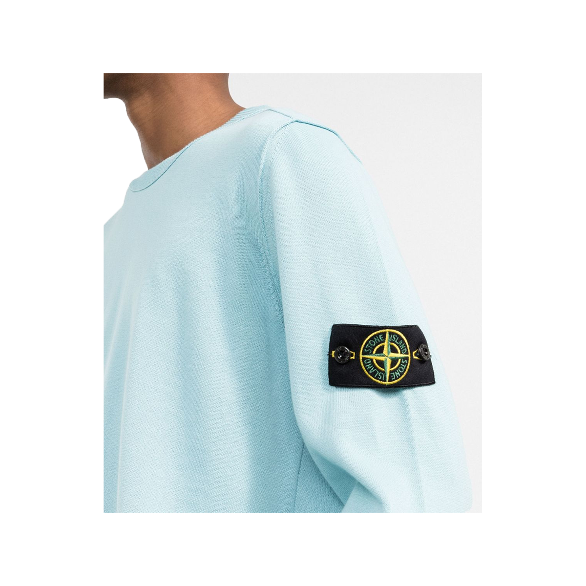 STONE ISLAND SOFT COTTON JUMPER IN AQUA