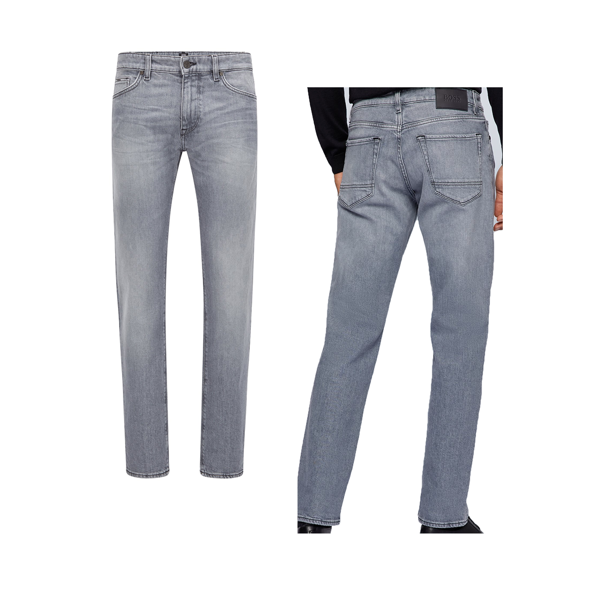 BOSS 'MAINE3' REGULAR FIT COMFORT FABRIC JEANS IN GREY