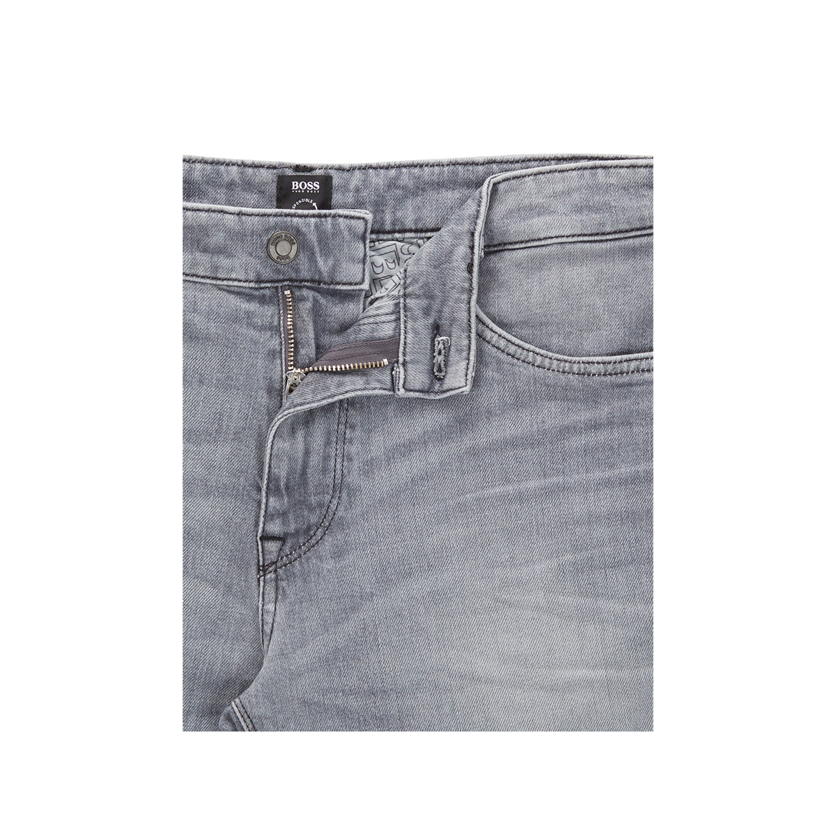 BOSS 'MAINE3' REGULAR FIT COMFORT FABRIC JEANS IN GREY