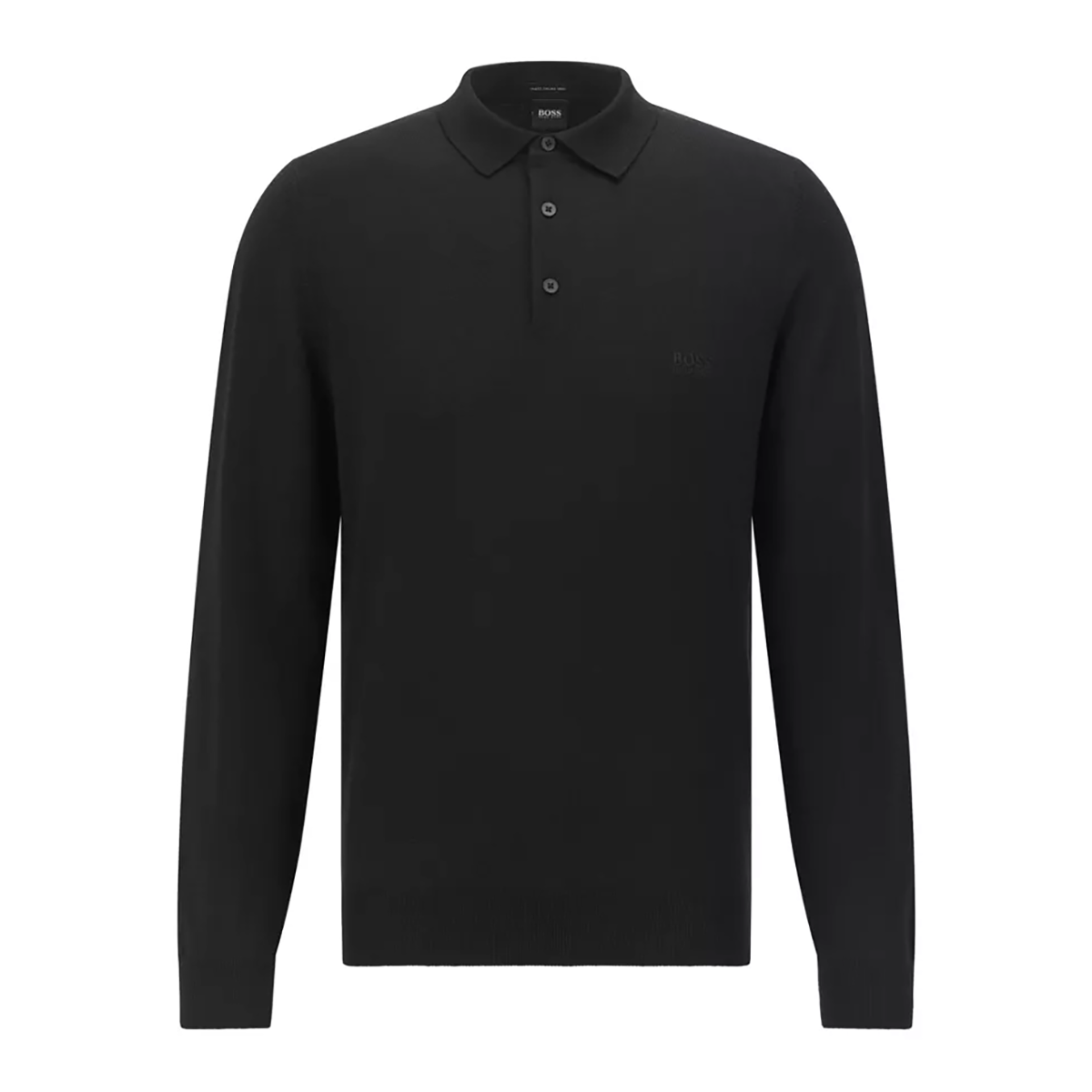 BOSS 'BONO-L' VIRGIN WOOL POLO IN BLACK