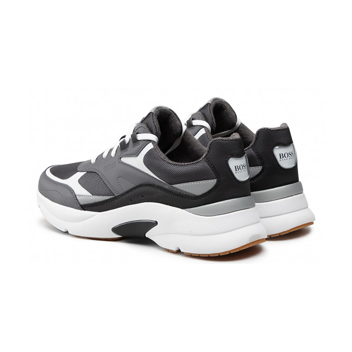 BOSS ARDICAL RUNN NYLON-MIX TRAINER IN GREY-WHITE