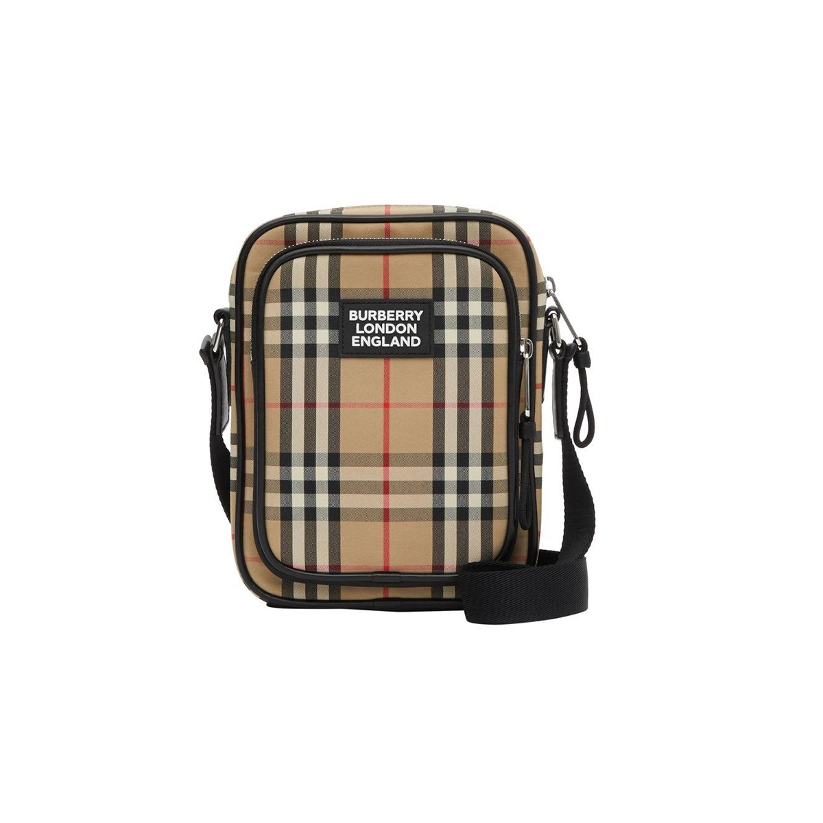 BURBERRY VINTAGE CHECK AND LEATHER CROSSBODY BAG