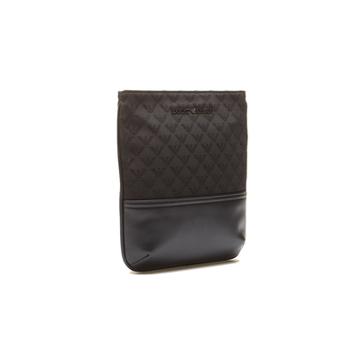 EMPORIO ARMANI JACQUARD MONOGRAM CROSSBODY BAG IN BLACK