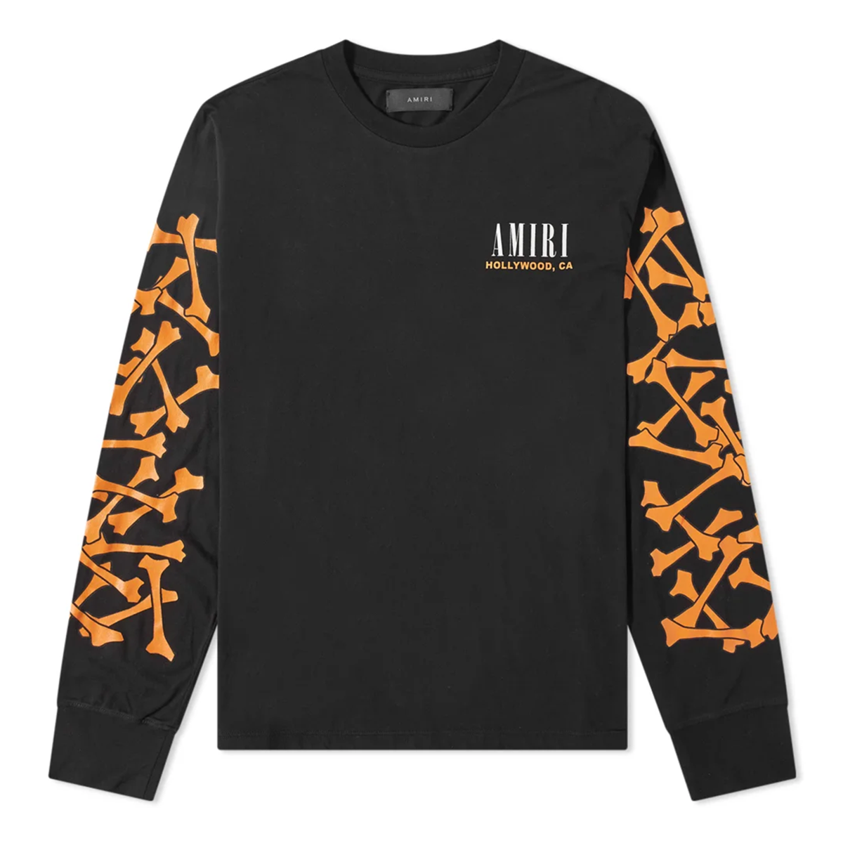 AMIRI BONE PRINT LONG SLEEVE T-SHIRT IN BLACK