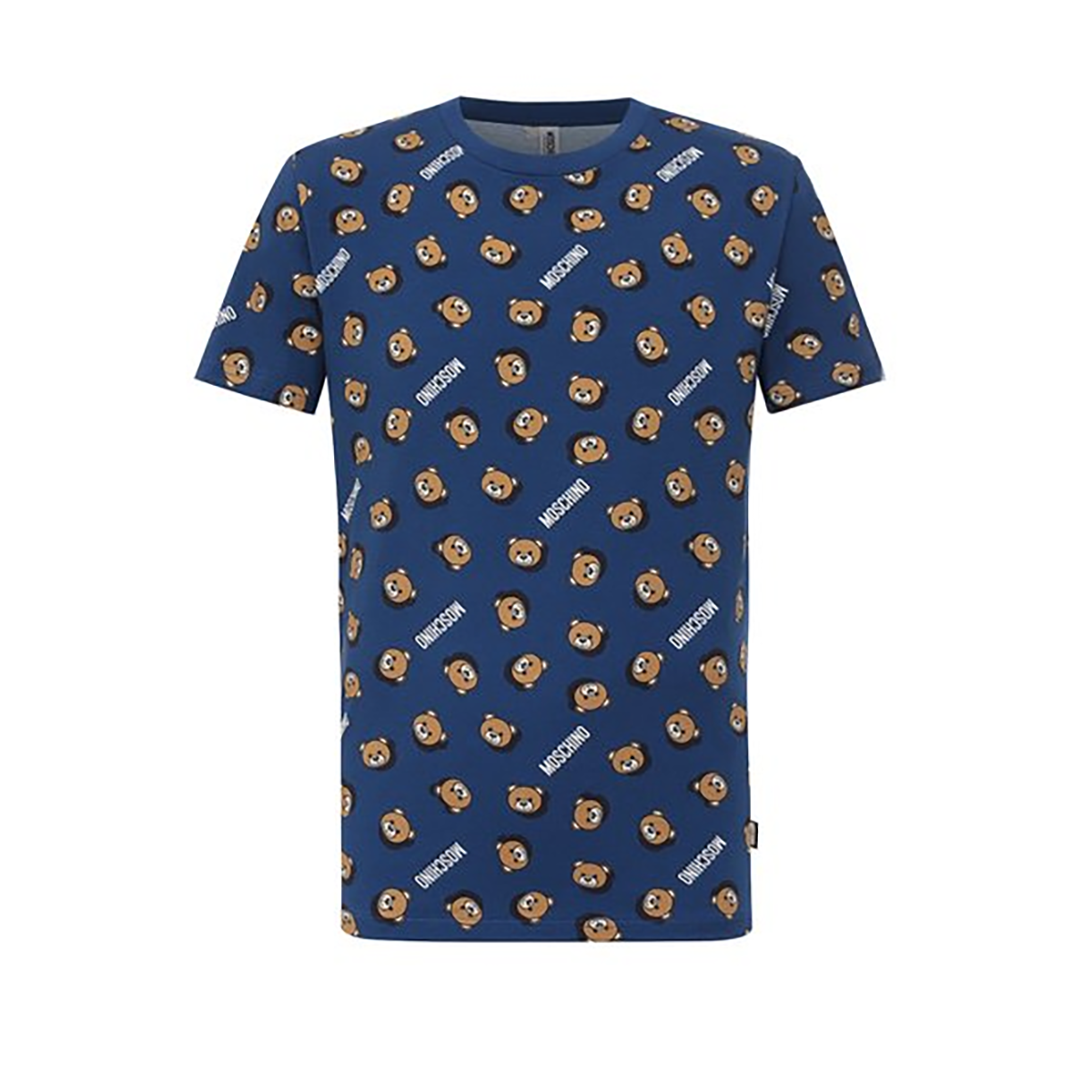 MOSCHINO ALL OVER BEAR PRINT T-SHIRT IN BLUE