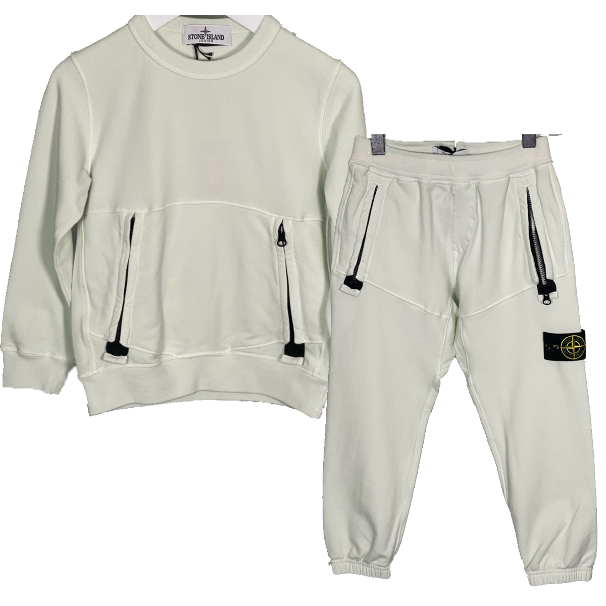 STONE ISLAND JUNIOR DIAGONAL FLEECE TRACKSUIT IN PALE BLUE