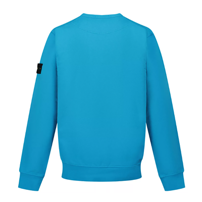 STONE ISLAND JUNIOR COTTON FLEECE SWEATER IN BRIGHT BLUE