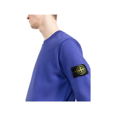 STONE ISLAND COTTON FLEECE CREW NECK SWEATER IN BLUETTE