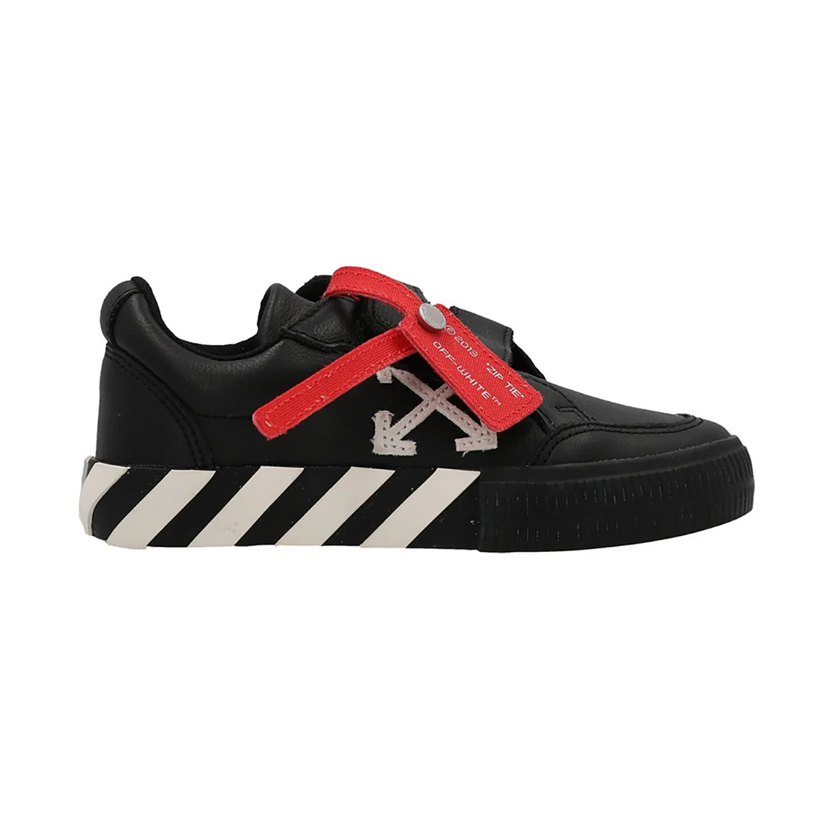 OFF WHITE JUNIOR VELCRO VULCANIZED TRAINER IN BLACK-WHITE