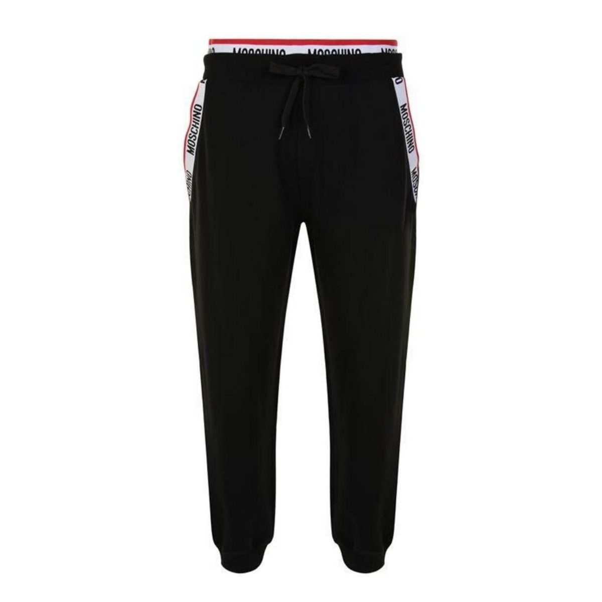 MOSCHINO TAPE LOGO JOGGING BOTTOMS IN BLACK