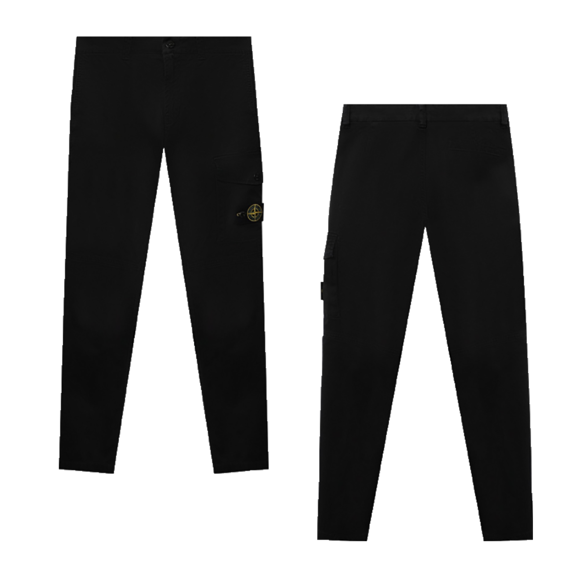 STONE ISLAND STRETCH COTTON TROUSERS IN BLACK