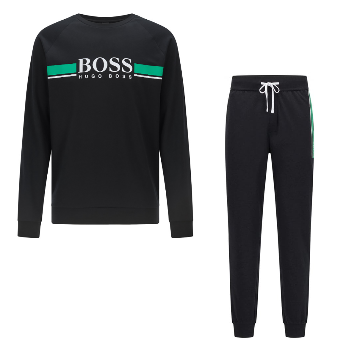 BOSS AUTHENTIC SWEATER TRACKSUIT IN BLACK-GREEN