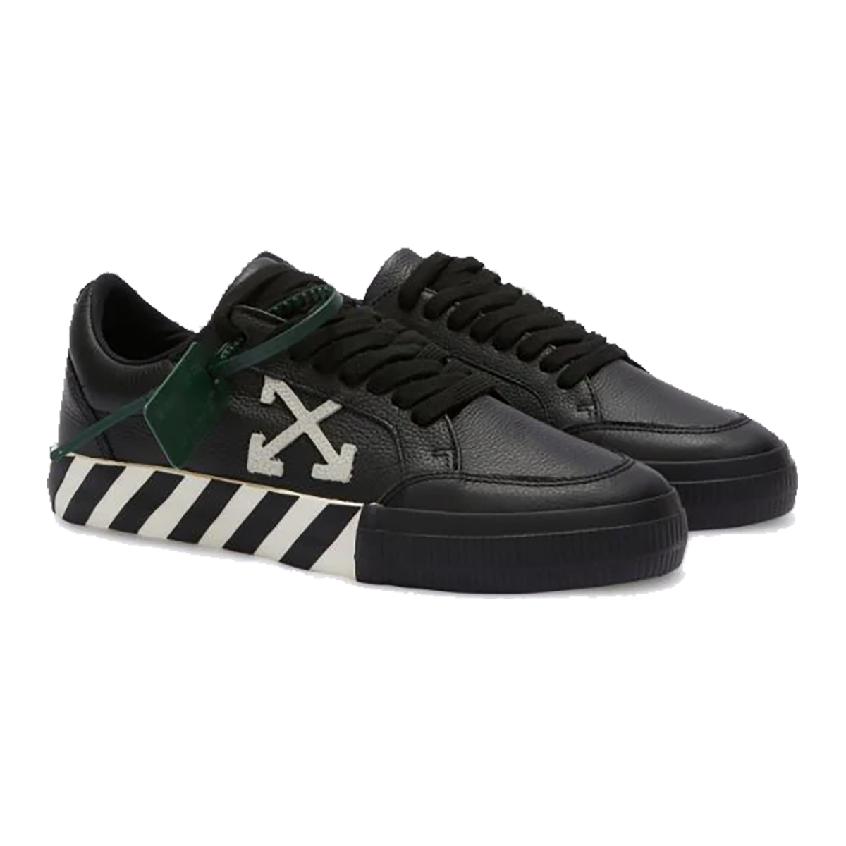 OFF WHITE LOW VULCANIZED CALF LEATHER TRAINERS IN BLACK