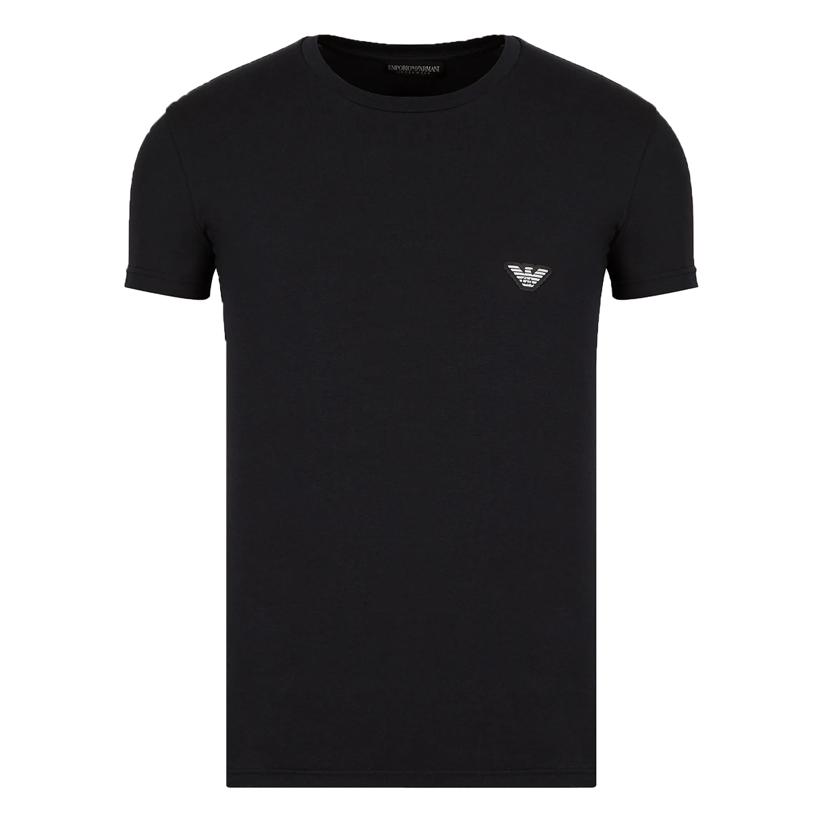 EMPORIO ARMANI SHINY LOGO BAND T-SHIRT IN BLACK