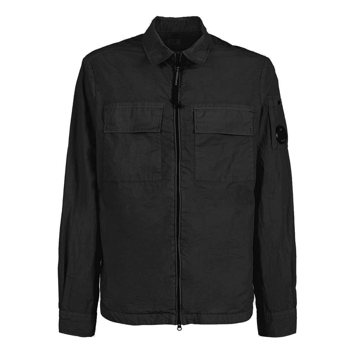 CP COMAPNY TAYLON L ZIPPED OVERSHIRT IN BLACK