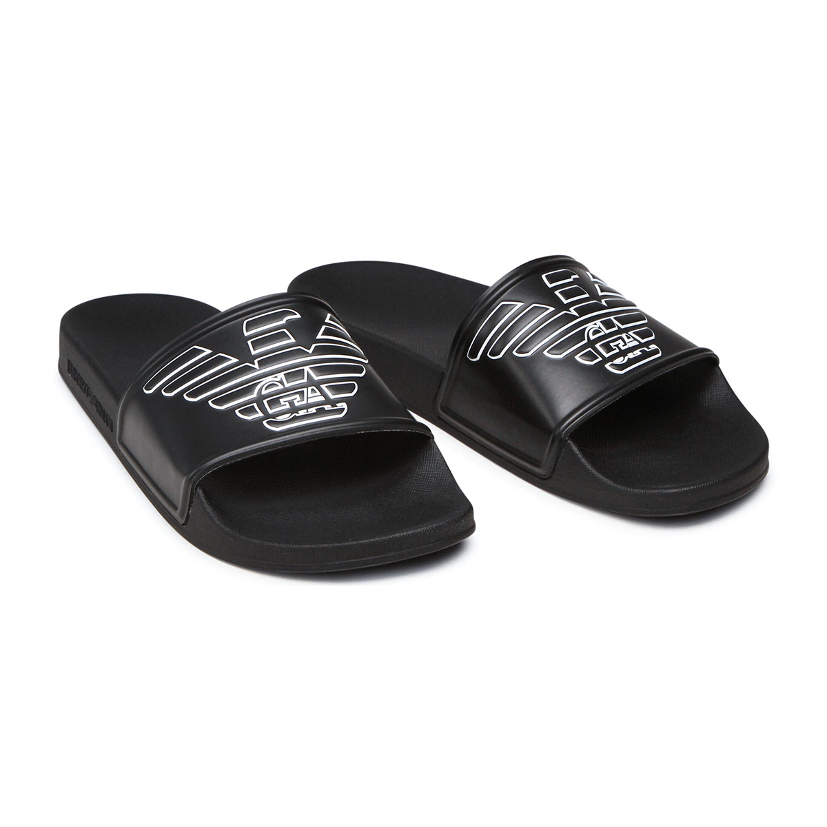 EMPORIO ARMANI SLIDDERS IN BLACK