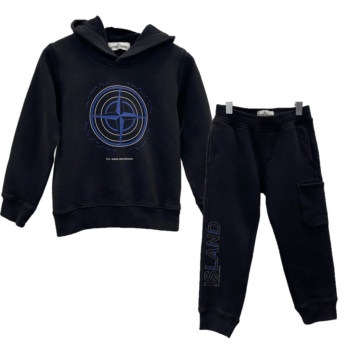 STONE ISLAND JUNIOR 'MORSE CODE' TRACKSUIT IN BLACK