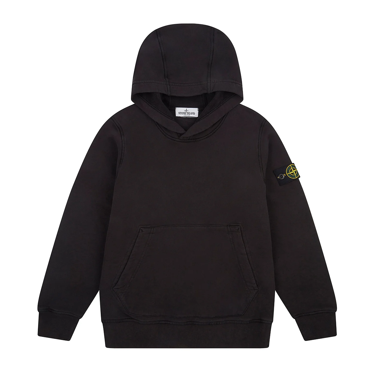 STONE ISLAND JUNIOR KANGEROO HOODIE IN BLACK