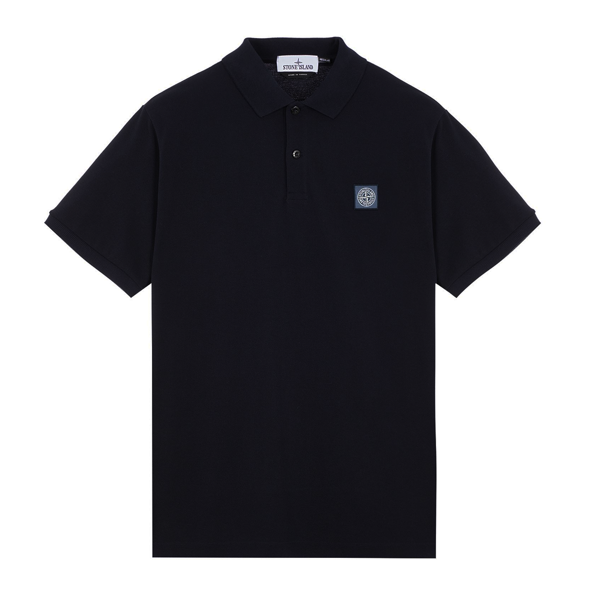 STONE ISLAND COTTON PIQUE POLO IN BLACK