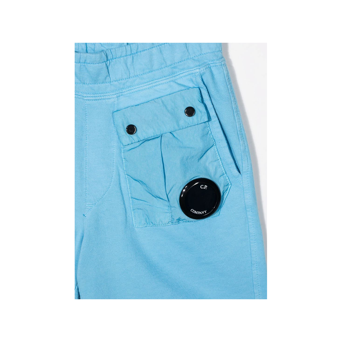 CP COMPANY LIGHT FLEECE MIXED SHORTS IN PALE BLUE