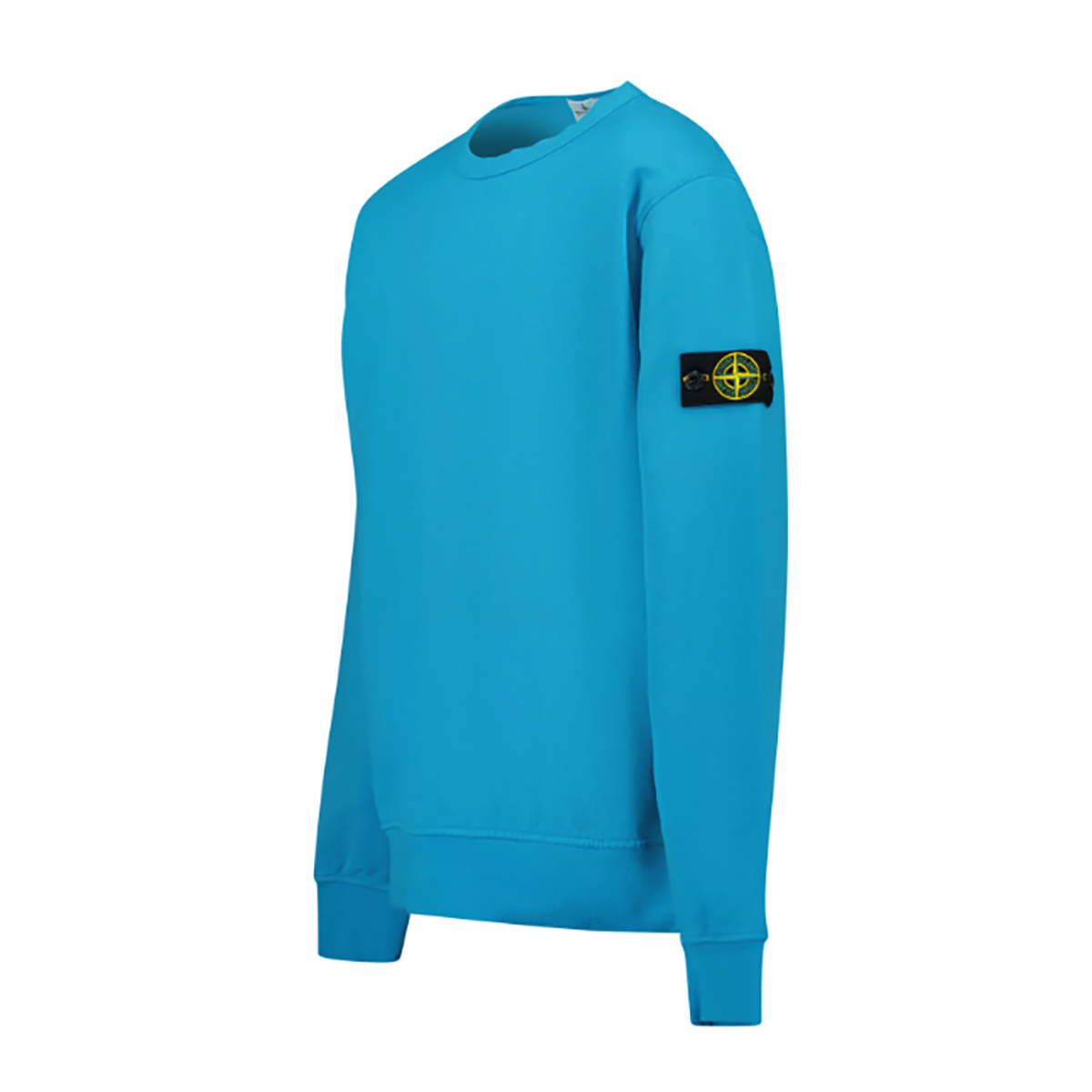 STONE ISLAND JUNIOR COTTON FLEECE SWEATER IN BRIGHT BLUE