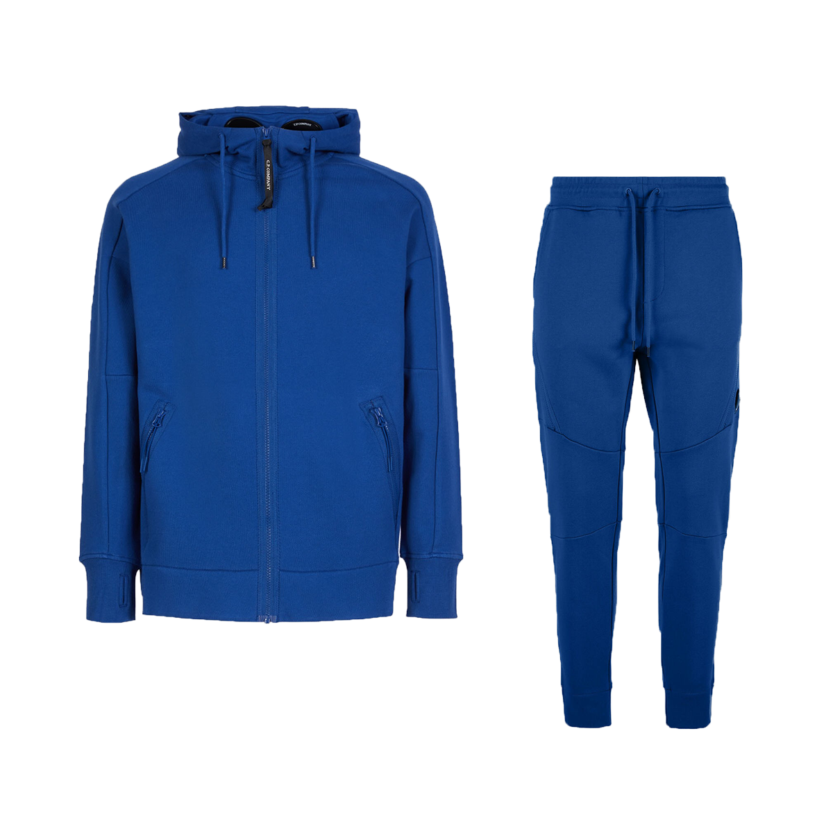 CP COMPANY DIAGONAL RAISED FLEECE HOODED TRACKSUIT IN BLUE QUARTZ