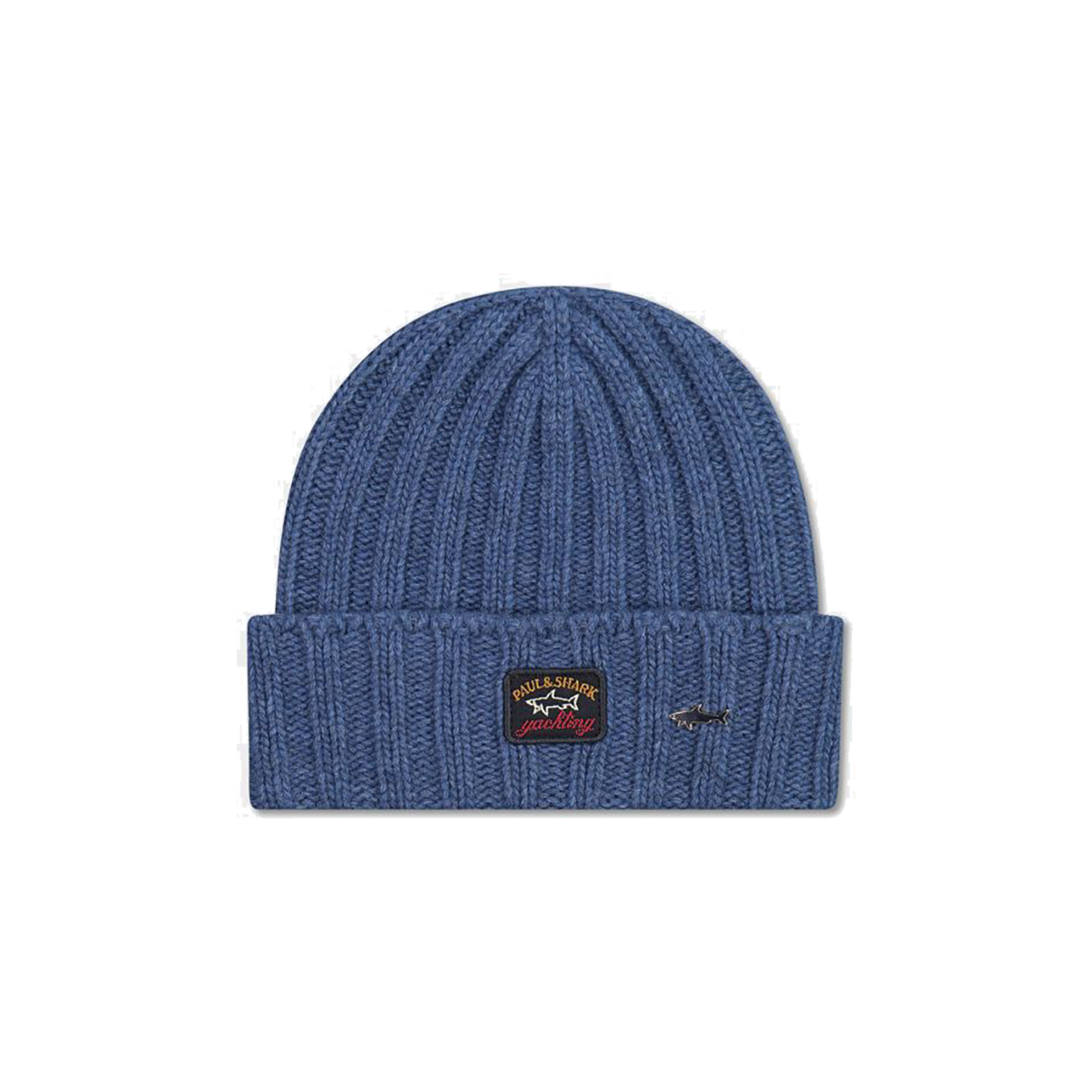 PAUL & SHARK WOOL BLEND RIBBED BEANIE IN BLUE