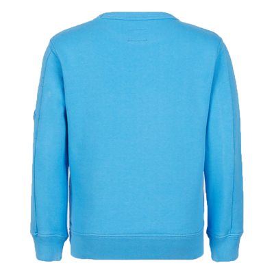 CP COMPANY JUNIOR BASIC FLEECE LOGO SWEATER IN BLUE