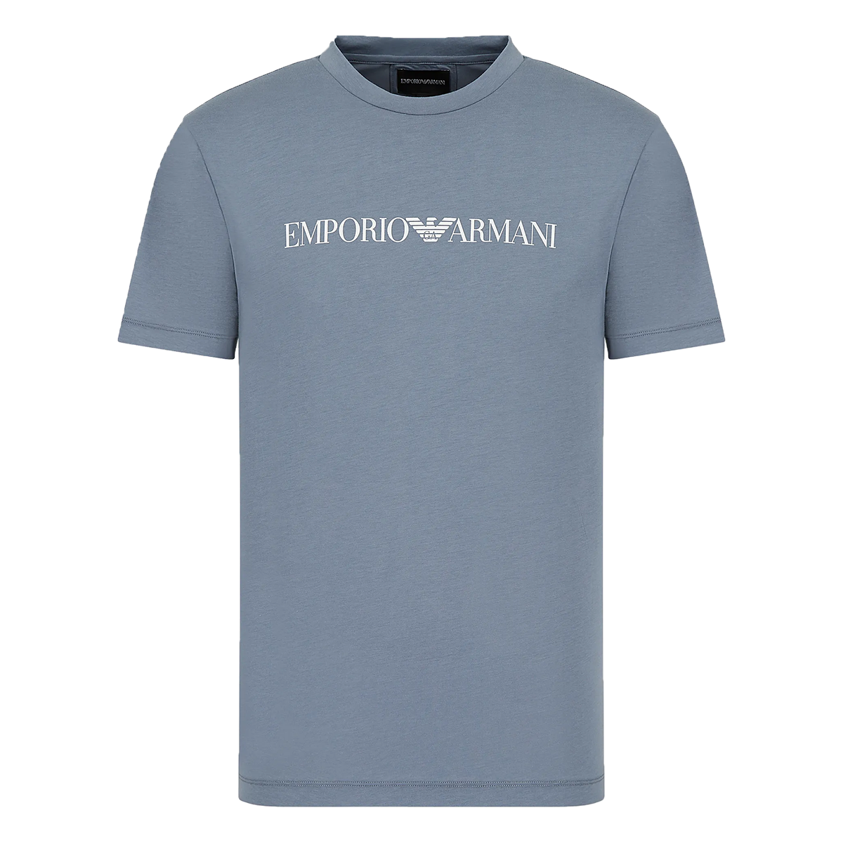 EMPORIO ARMANI PIMA-JERSEY LOGO T-SHIRT IN BLUE