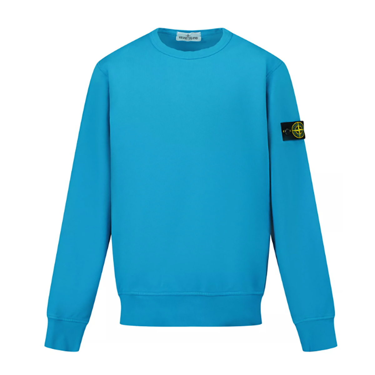 STONE ISLAND JUNIOR COTTON FLEECE SWEATER IN BRIGHT BLUE