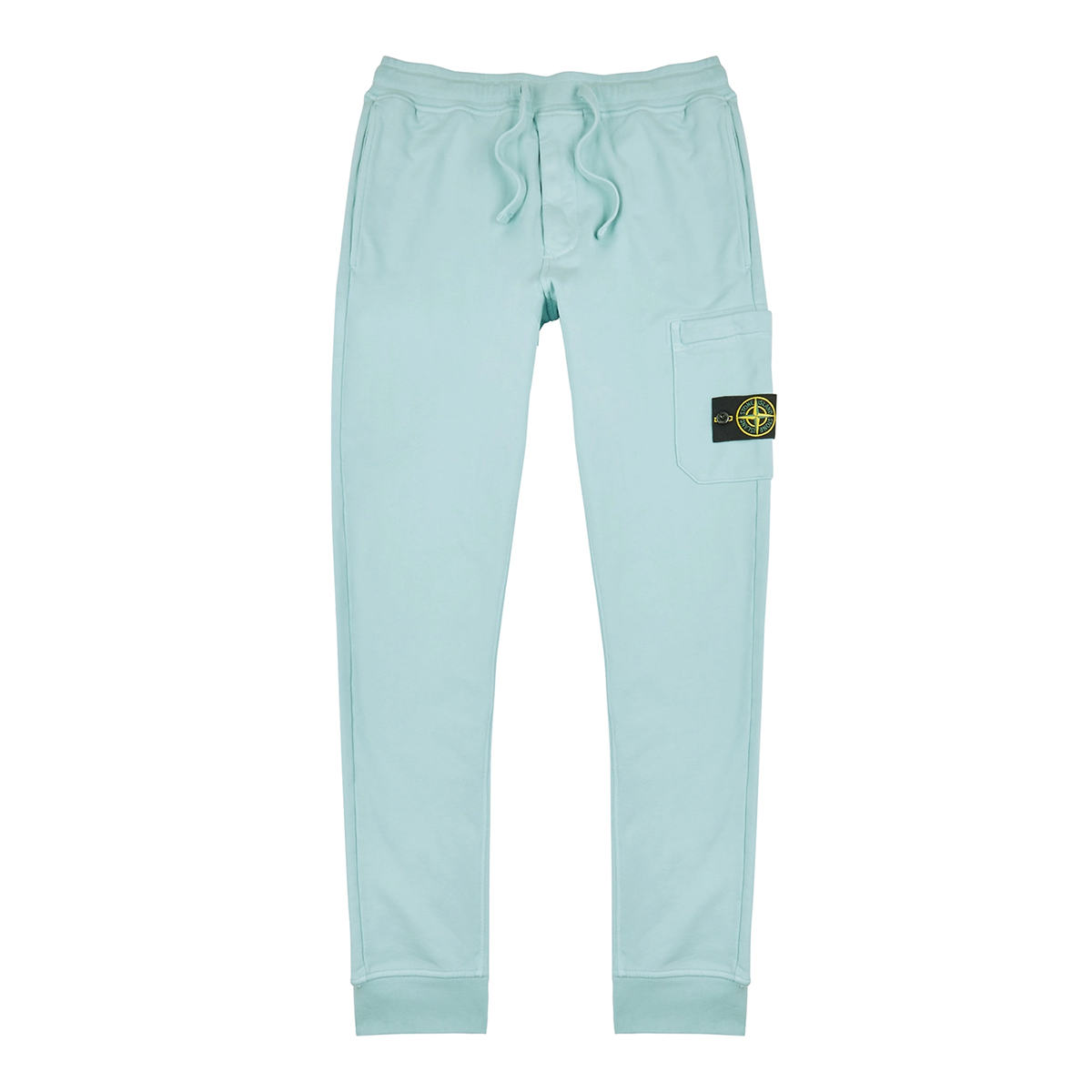 STONE ISLAND COTTON FLEECE JOGGING BOTTOMS IN AQUA