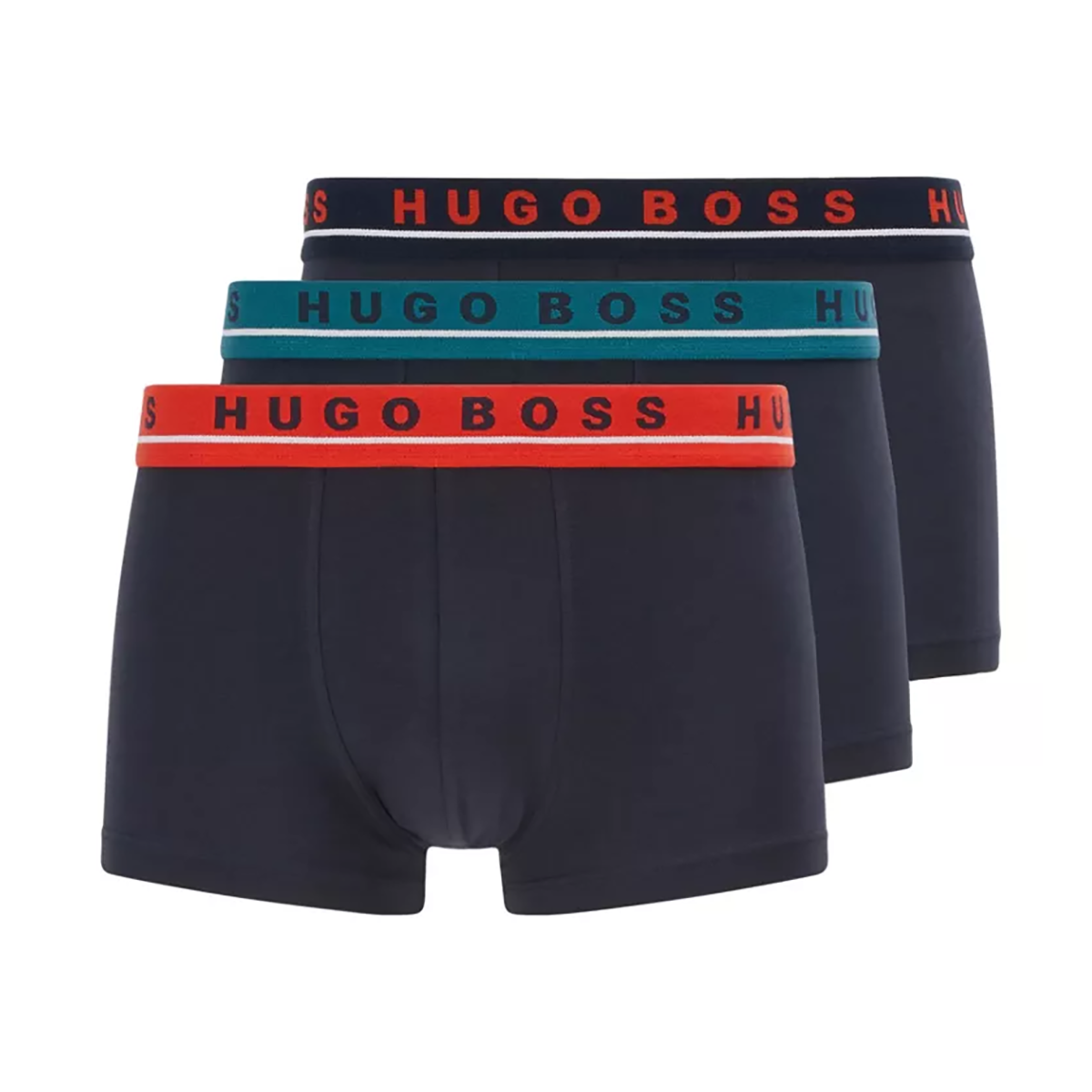 BOSS THREE PACK STRETCH COTTON BOXERS IN NAVY