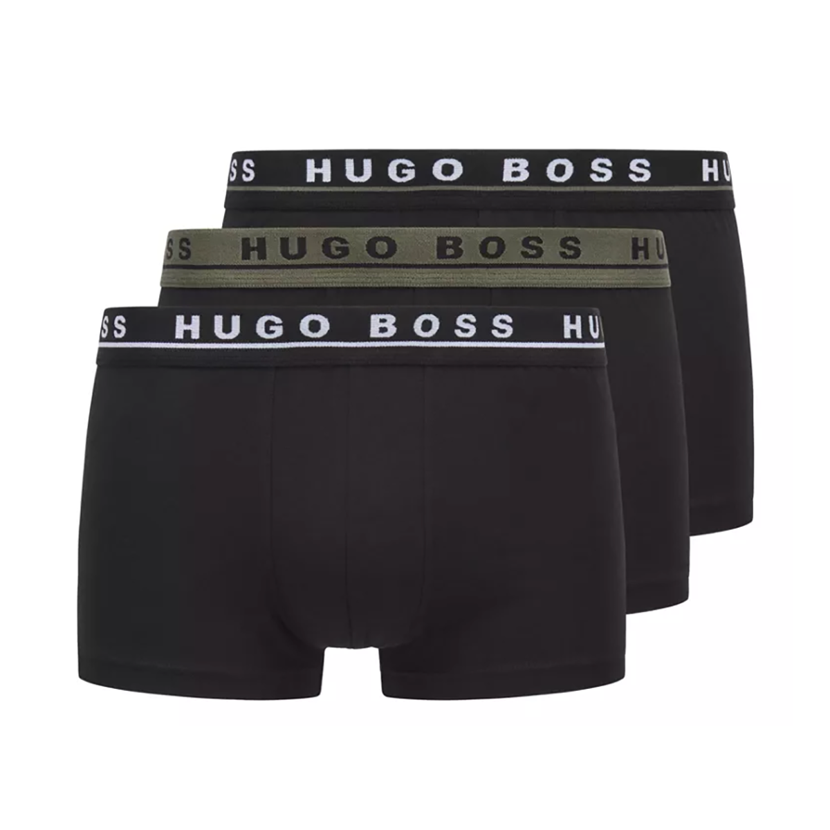 BOSS THREE PACK COTTON TRUNKS IN BLACK