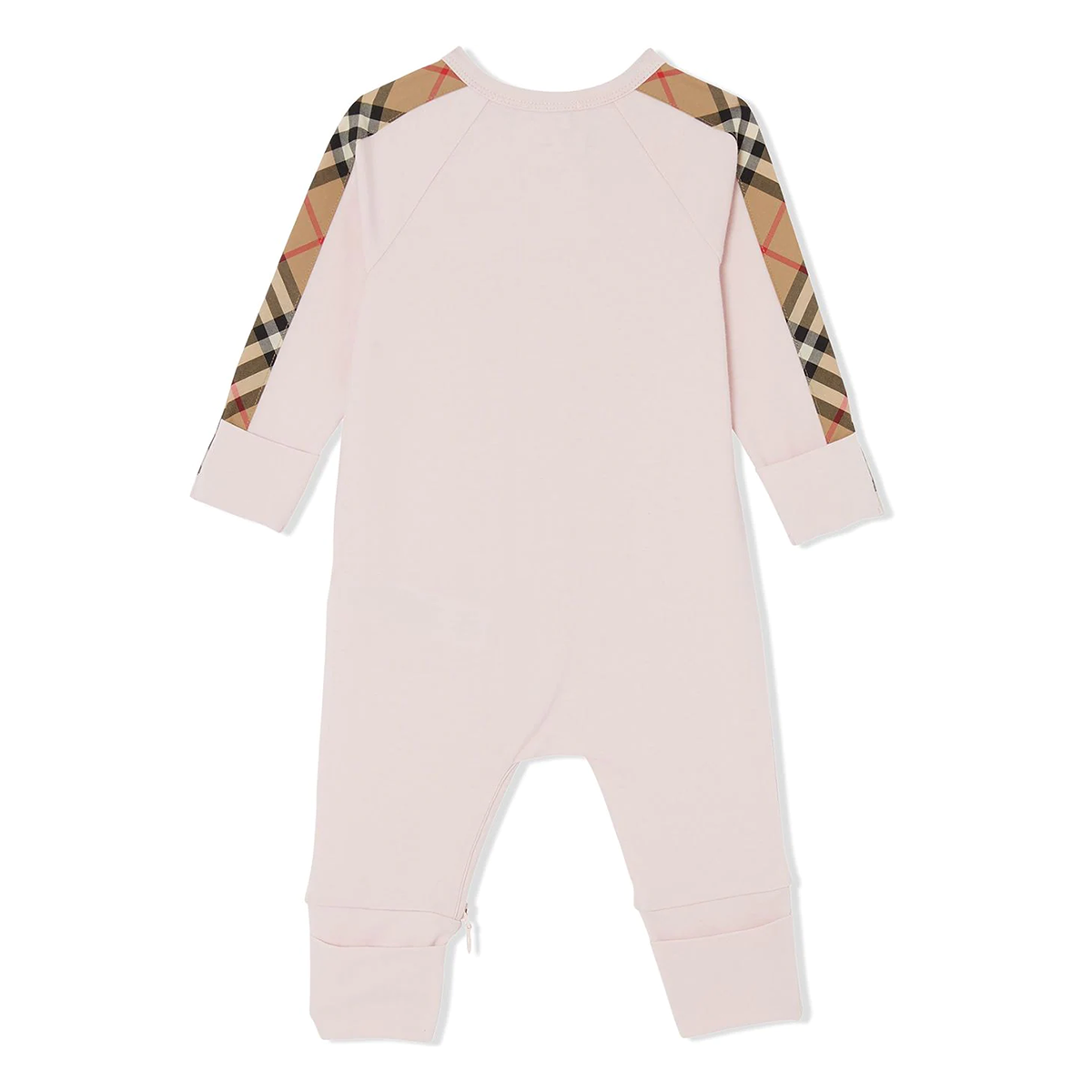 BURBERRY BABY CHECK TRIM COTTON THREE PIECE SET IN PINK