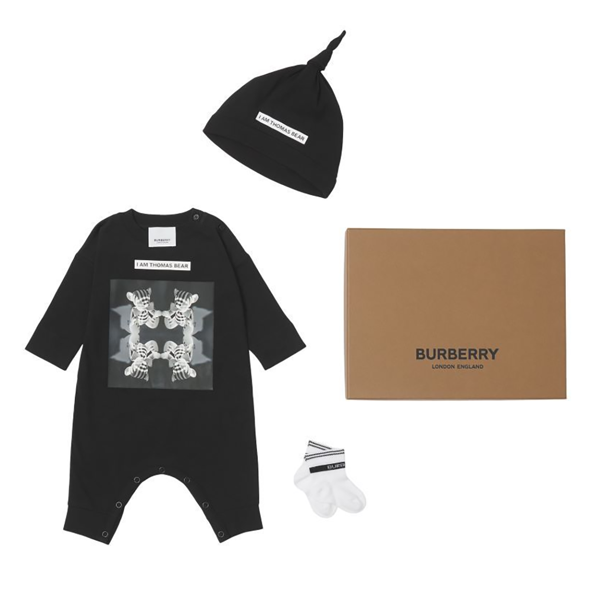 BURBERRY THOMAS BEAR PRINT SET IN BLACK