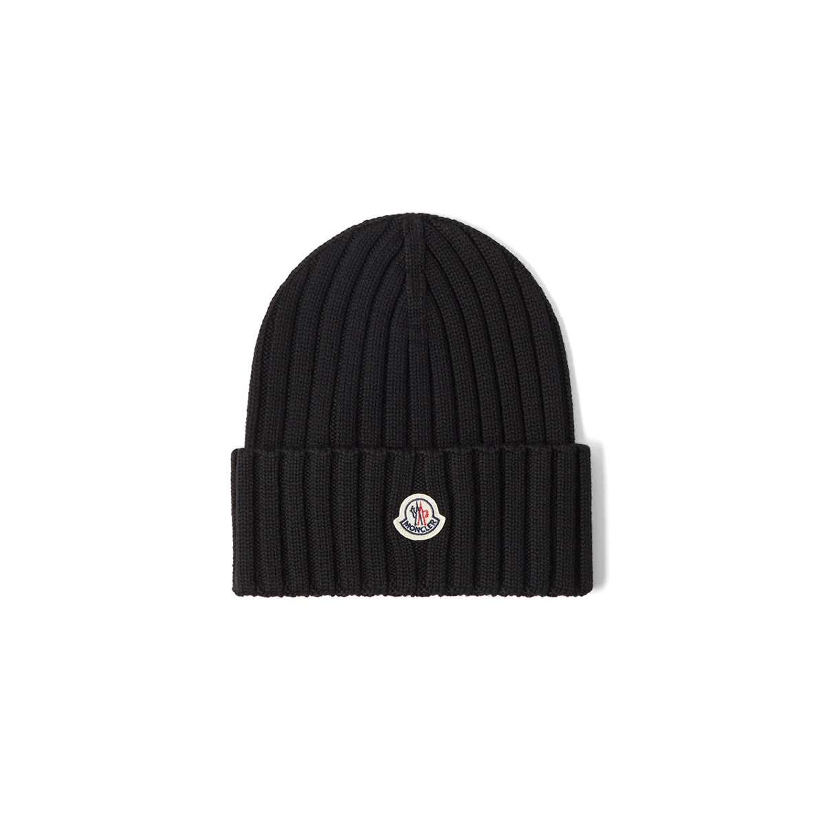 MONCLER BERRETTO TRICOT RIB-KNIT BEANIE IN BLACK