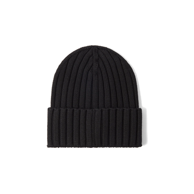 MONCLER BERRETTO TRICOT RIB-KNIT BEANIE IN BLACK