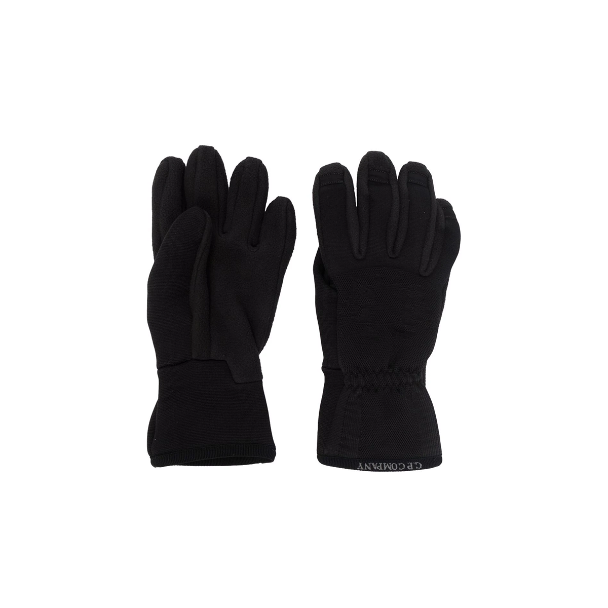 CP COMPANY FLEECE PANELLED GLOVES IN BLACK