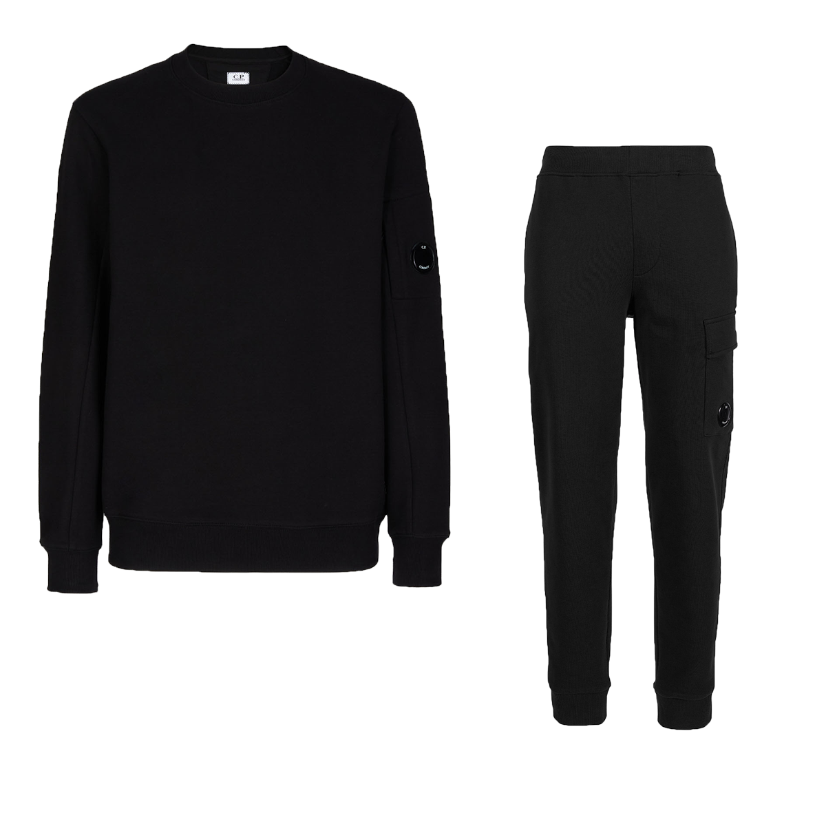 CP COMPANY DIAGONAL RAISED CREW NECK TRACKSUIT IN BLACK