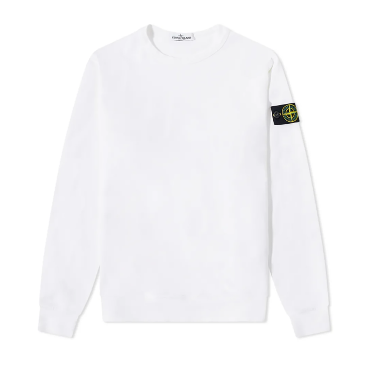 STONE ISLAND JUNIOR COTTON FLEECE SWEATER IN WHITE